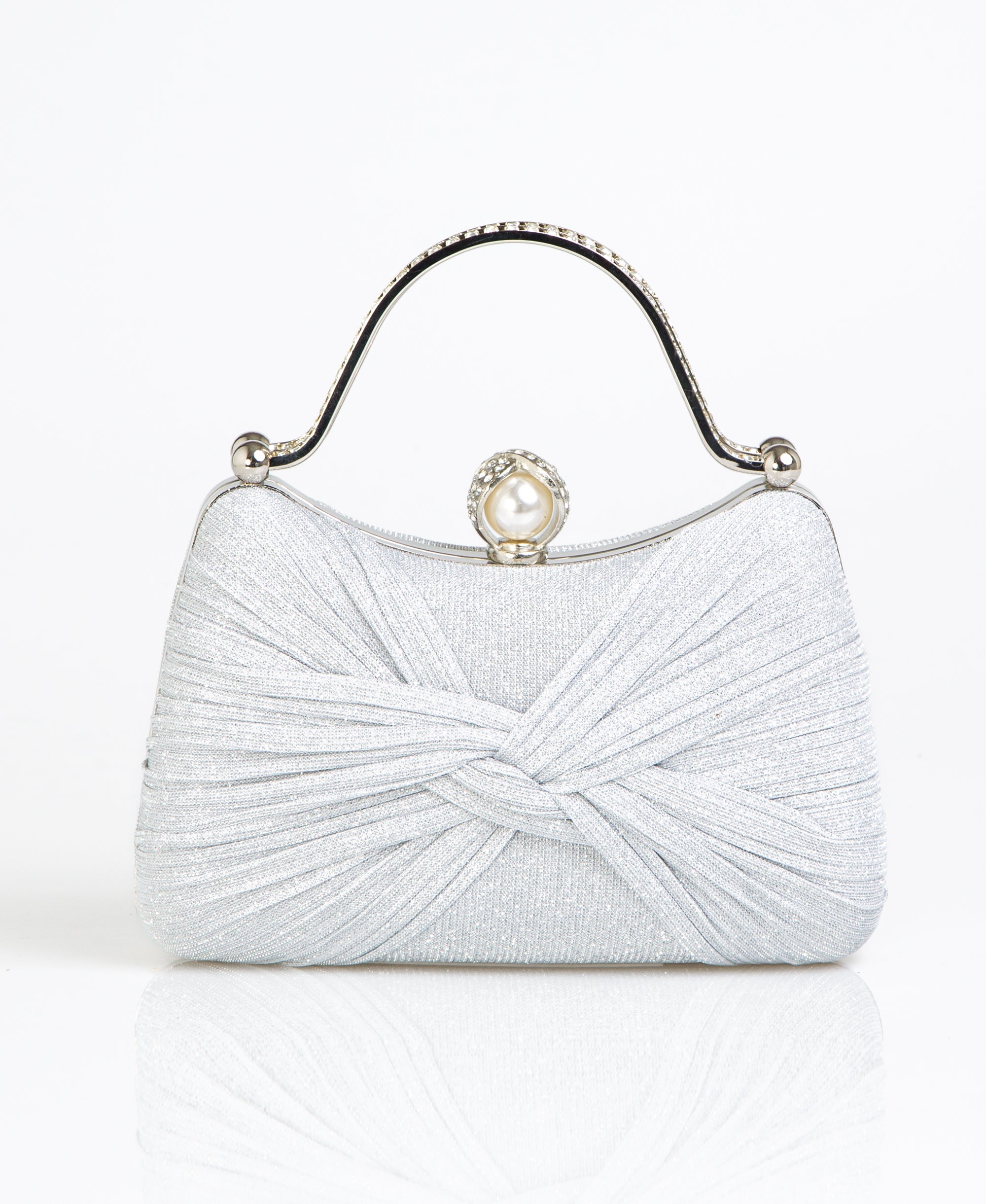 KRISP Pearl Lock Firm Grab Handle Glitter Clutch Bag